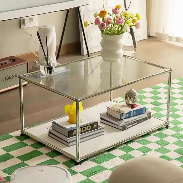 中古USM茶几方形玻璃边几