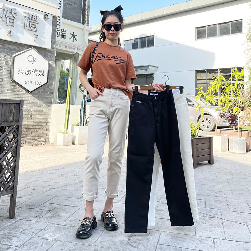 纯色高腰直筒休闲裤女长裤