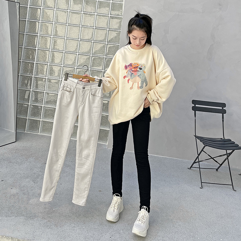 纯色保暖加绒小脚裤女休闲长裤