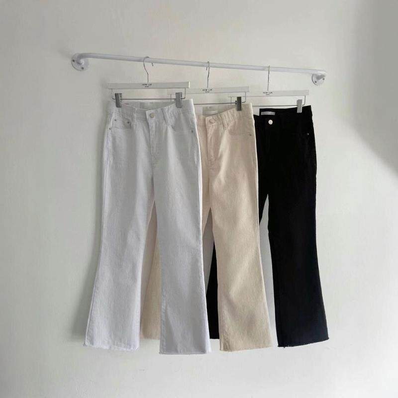 韩国代购春季弹力显瘦微喇叭长裤