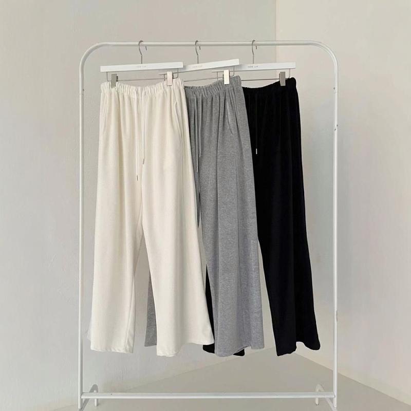 韩国代购阔腿长裤拉绒珊瑚绒休闲