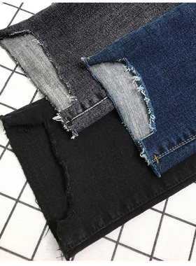 韩国howluk高腰松紧腰弹力加绒直筒牛仔裤女冬季款深色显瘦长裤