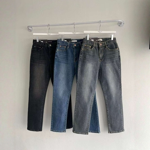 韩国HOWLUK高腰弹力显瘦松紧腰直筒牛仔裤女2025秋季新款显瘦长裤
