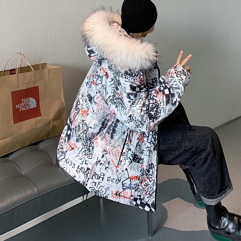 大码迷彩棉服男加厚港风外景棉宽松印花潮牌M2023P135图片