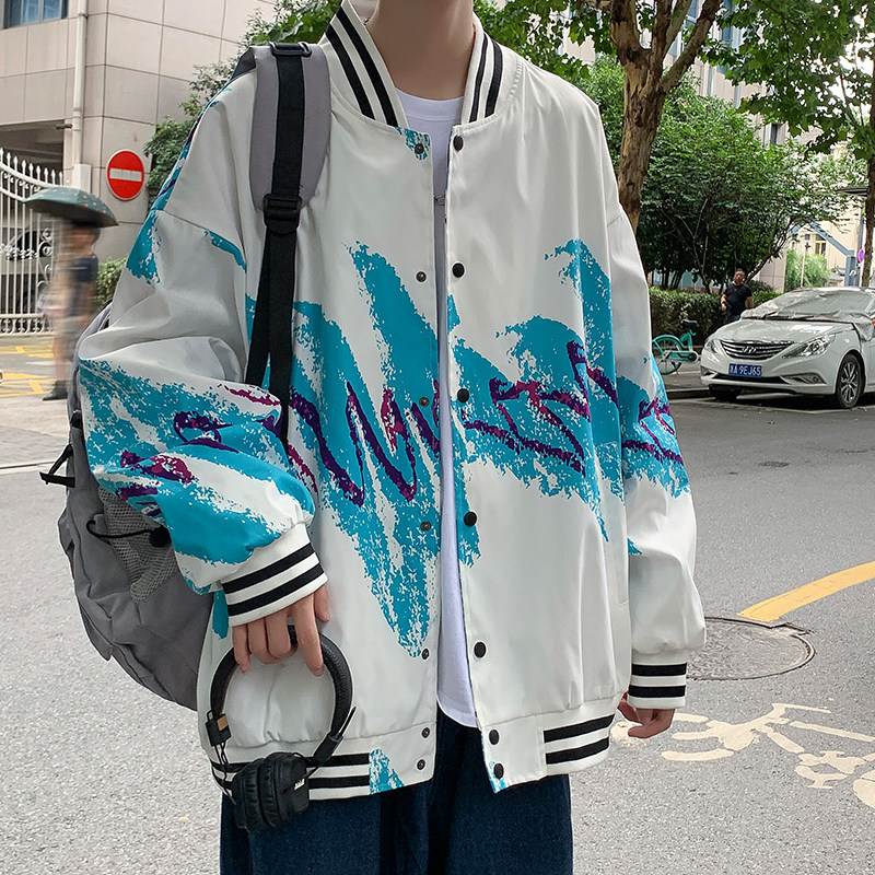 2022年春季棒球服外套印花潮流宽松型立领100%聚酯纤维-J,女装短外套,星座507-2（原305A）