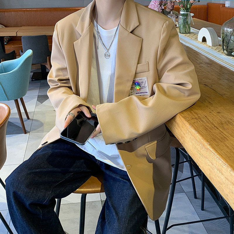 现货2021秋季港风宽松小西装男雅痞韩版西服外套305A-XF901/,男装西服,星座507-2（原305A）