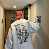 涂鸦印花加绒卫衣男士潮牌百搭ins宽松套头外套305A/W402P30街头，女装卫衣/绒衫，星座507-2（原305A）