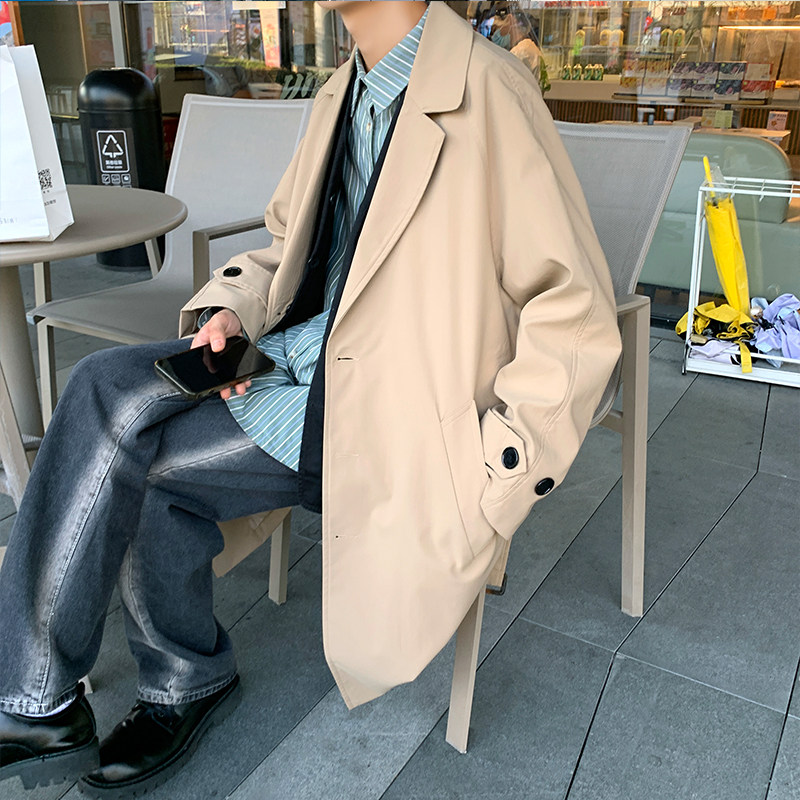 秋冬新款高品质中长款宽松风衣简约轻熟百搭外套单排扣F2021/P105,男装风衣,星座507-2（原305A）