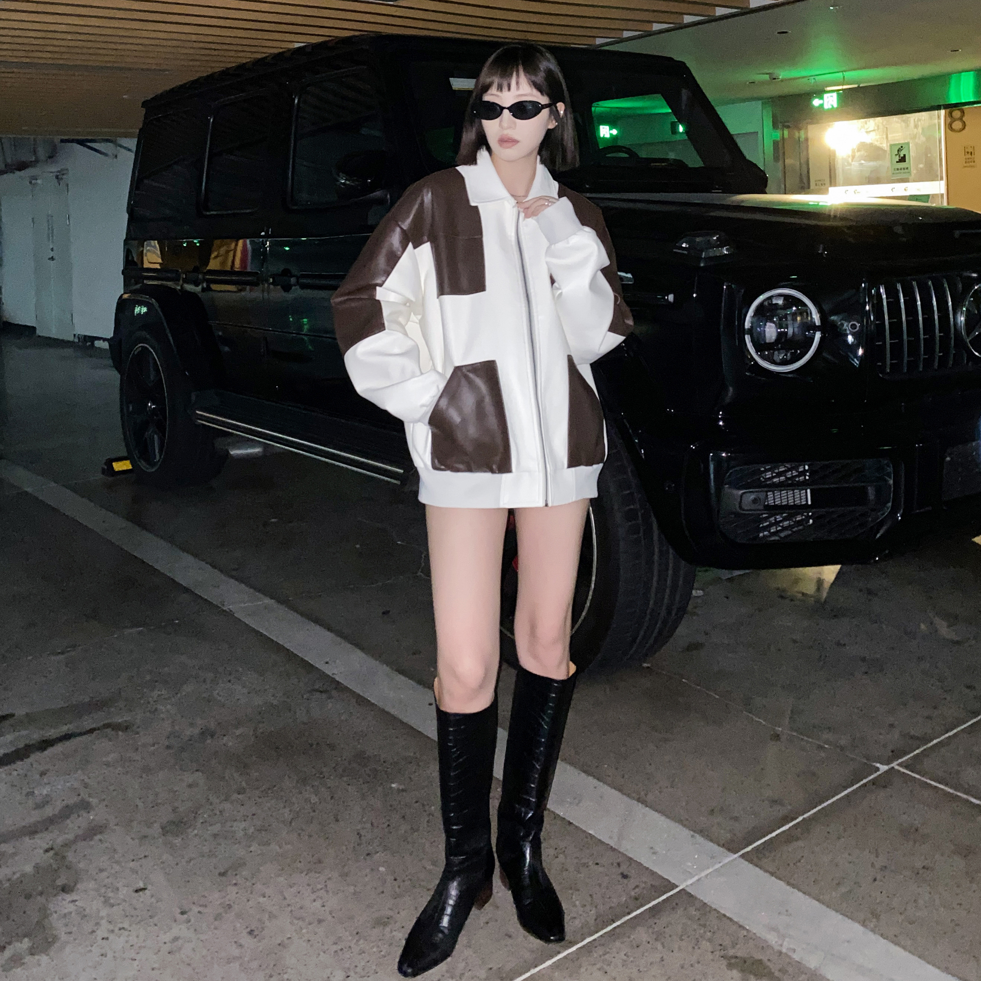 Teenage American contrasting leather jacket, men's trendy brand handsome casual versatile PY6802-P75_voghion.com