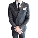 商务高品质男士条纹西服套装韩版修身西装三件套305A-XF21P265，男装西服套装，星座507-2（原305A）