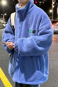 羊羔毛加厚外套棉衣男两面穿情侣装港风新款棉衣立领羊羔毛P118图片
