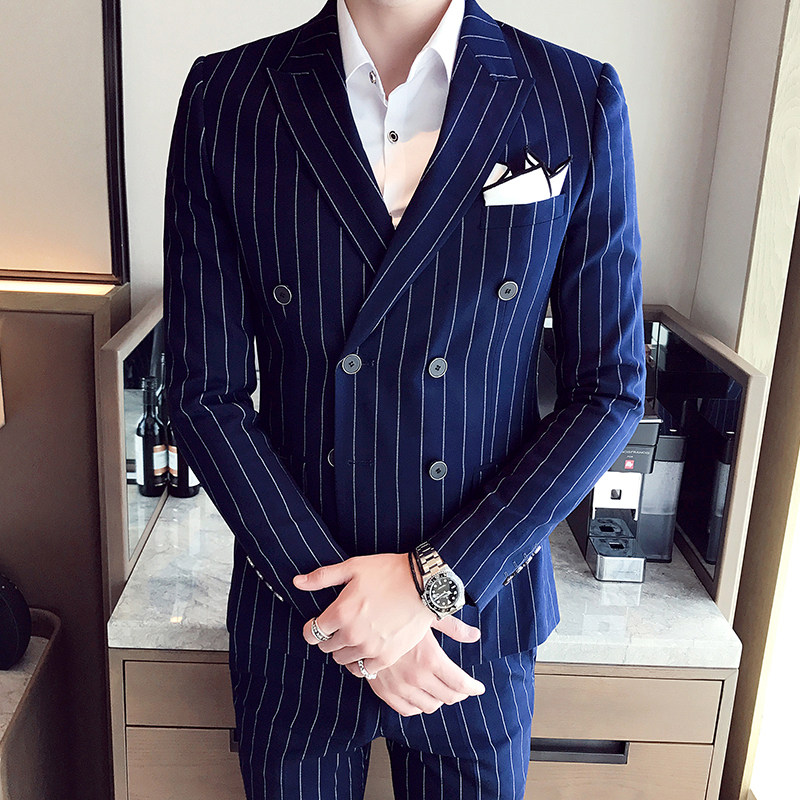 西服套装男三件套韩版修身商务正装新郎结婚礼服西装XF21P265,男装西服套装,星座507-2（原305A）
