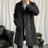 黑色双排扣风衣男款秋冬英伦风氛围感中长款大衣那不勒斯西服外套，男装风衣，星座507-2（原305A）