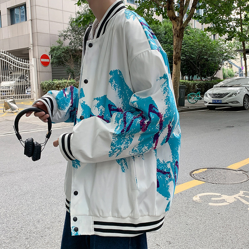 2022年春季棒球服外套印花潮流宽松型立领100%聚酯纤维-J,女装短外套,星座507-2（原305A）