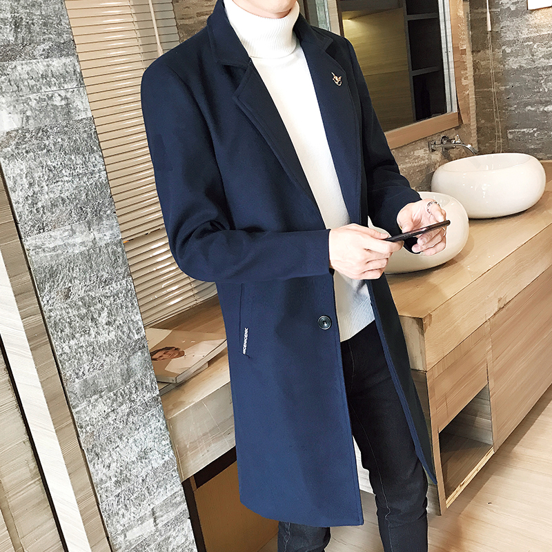 英伦店主风社会小伙中长款呢大衣男毛呢大衣外套305A/F709P70，男装风衣，星座507-2（原305A）