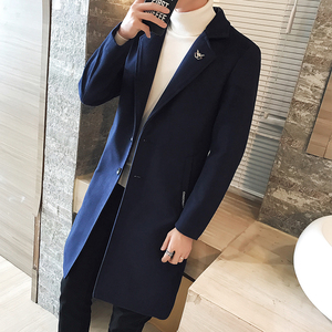 2021现货男士青年韩版修身潮流毛呢西装领毛呢大衣305A/F709P70图片