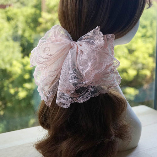 超大蝴蝶结发夹女夏季留过肚薄纱