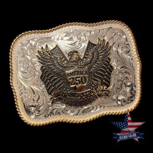 Made in USA 美国建国250年限量蒙大拿巴扣西部牛仔男女银皮带扣