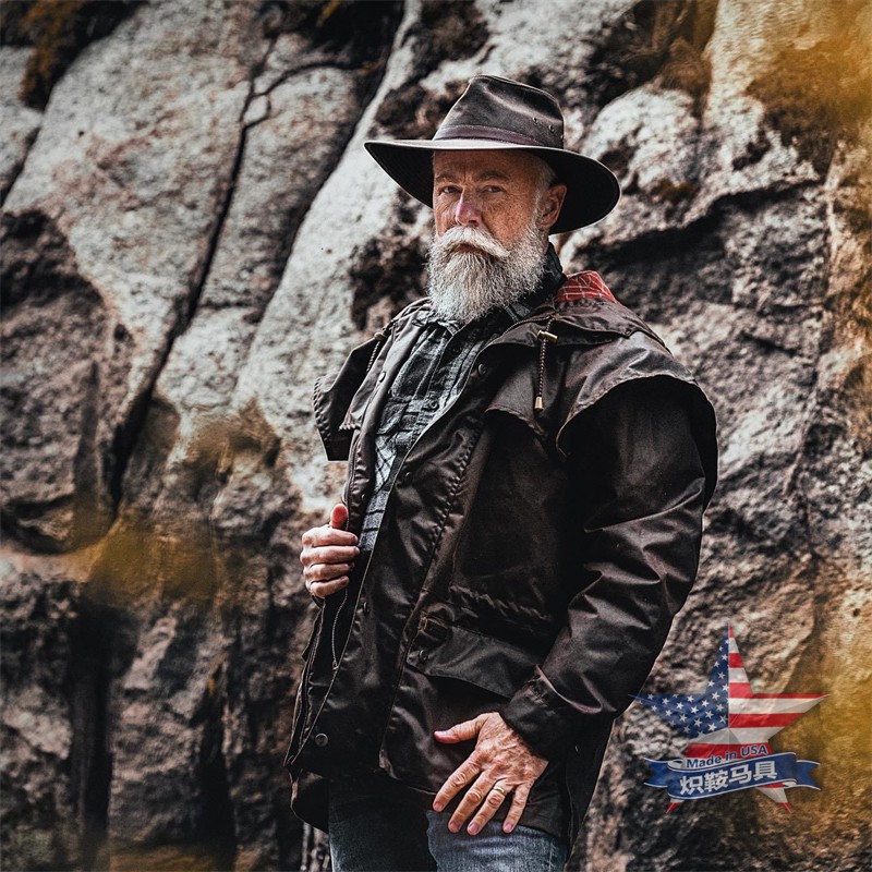 美国进口名牌OUTBACK防水油蜡布风衣 户外露营短风衣