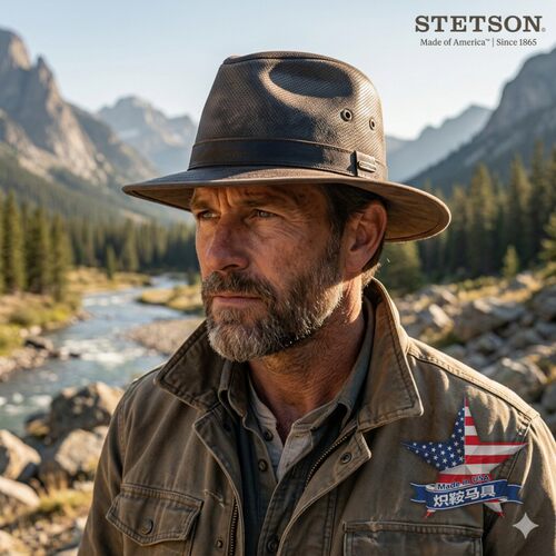 现货美国STETSON真皮复古休闲帽