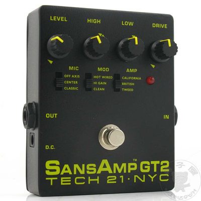 Tech 21 SansAmp GT2电吉他箱体模拟 失真 音箱模拟单块效果器