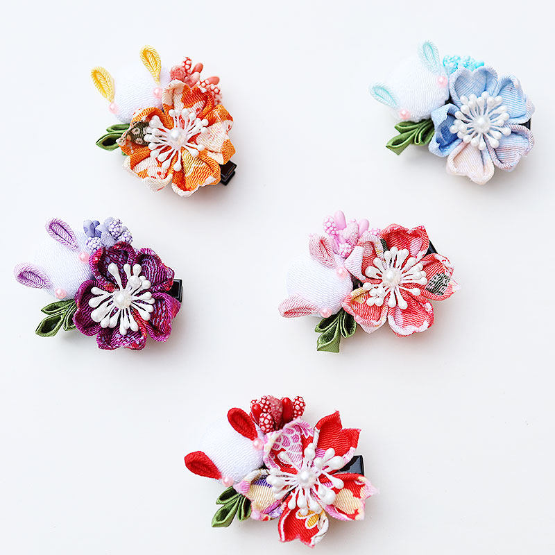 和风发饰樱花细工花簪布花头花