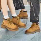 大黄靴2025新款 秋冬季 男鞋 情侣款 英伦风短靴厚底马丁靴女鞋 子