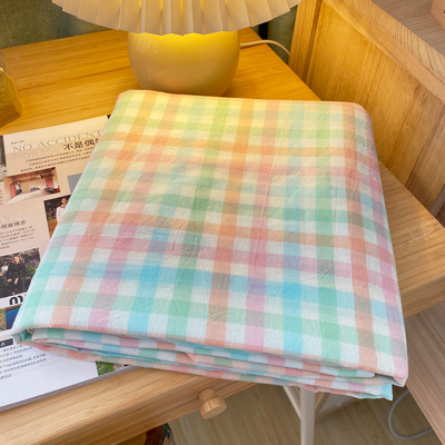 小格子色织床单单件纯棉100全棉单人宿舍三件套裸睡被单被套夏季