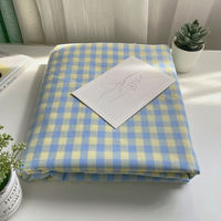 ins all-cotton washed cotton bed sheet, single piece, student dormitory 100 pure cotton checkered quilt, single pillowcase, three-piece set, single bed thumbnail 2