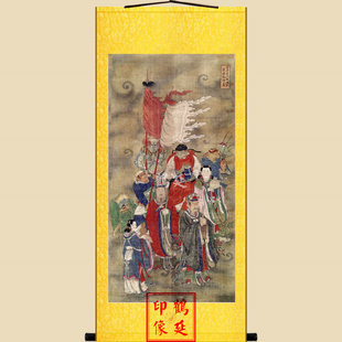 井泉龙王画像水陆画不含装裱90X46cm