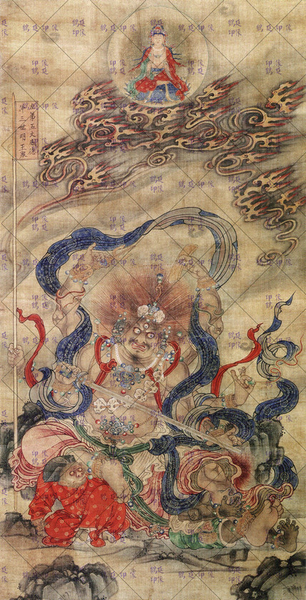 降三世明王画像水陆画不含装裱90x46cm