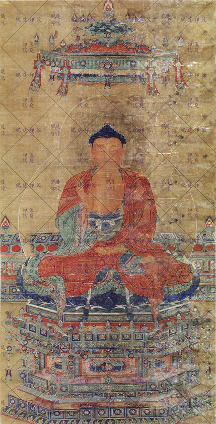 卢舍那佛画像水陆画不含装裱90x46cm