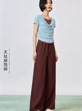 2026春季新款高腰显瘦天丝亚麻筒裤女夏款凉爽61968