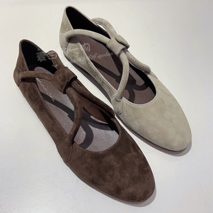 2026春夏WM6新款法式复古风羊猄皮玛丽珍平跟交叉搭扣百搭女单鞋