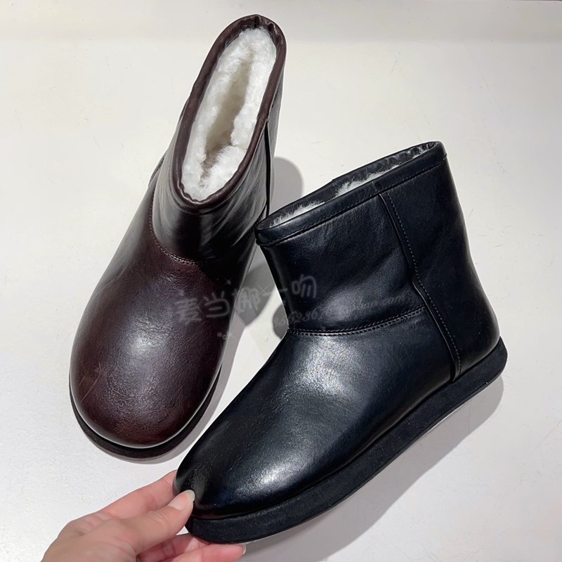 WM6欧洲站时尚牛皮羊羔毛雪地靴