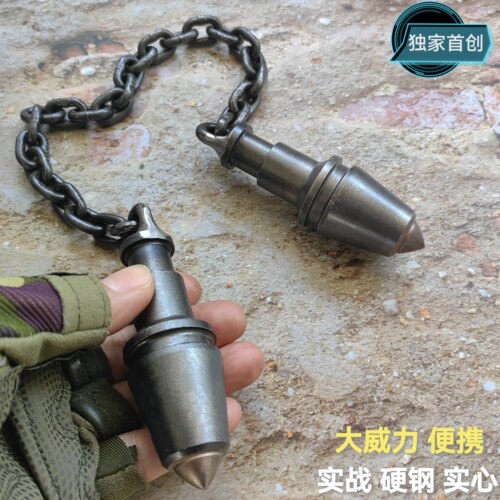 手工纯钢双节棍实心便携实战防身
