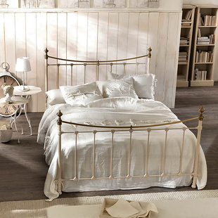 意式 布艺床地中海铁艺床轻奢简约高端公主床卧室婚床双人床1.8米