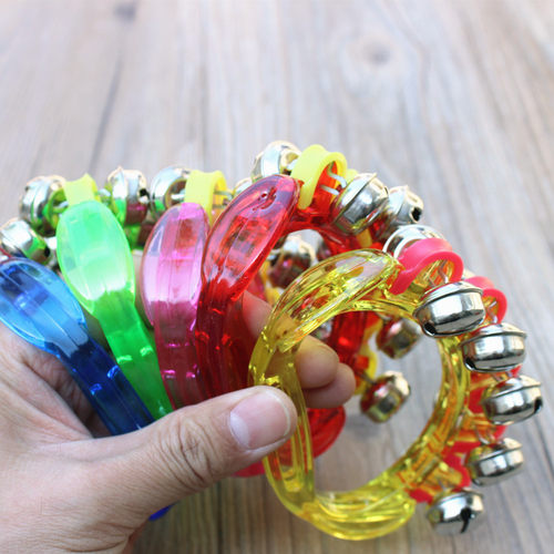 塑料打击乐器双排透明玩具串铃