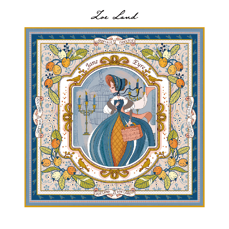 ZOE LAND《简爱》原创桑蚕丝巾复古真丝中方巾披肩绑包丝巾发带