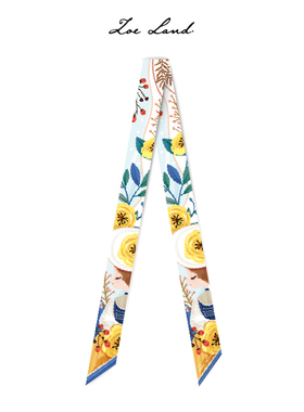 ZOELAN《茜茜公主黄色花》春季真丝丝巾原创方巾围巾女披肩绑包带