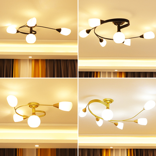 北欧创意简约吸顶灯个性 卧室房间灯具轻奢客厅灯田园艺术儿童房灯