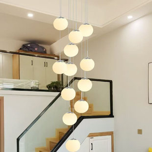 旋转楼梯间长吊灯现代简约loft复式楼大挑空公寓客厅灯别墅楼中楼