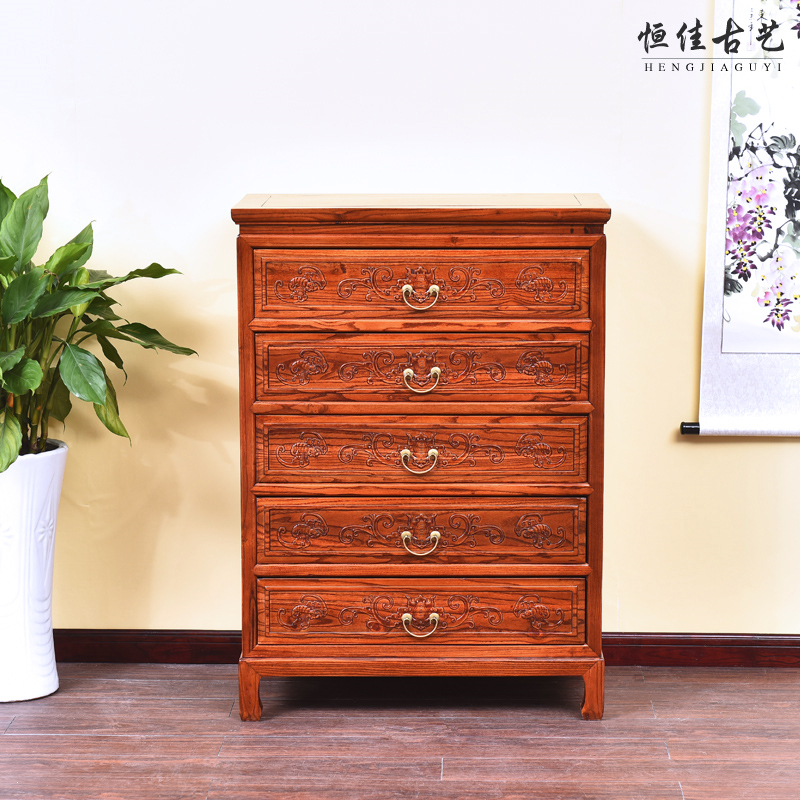 中式明清仿古南榆木鞋柜家具