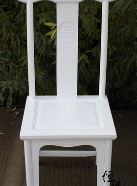 法欧美式南榆木家具复古田园全实木 白色餐椅太师椅 坐椅