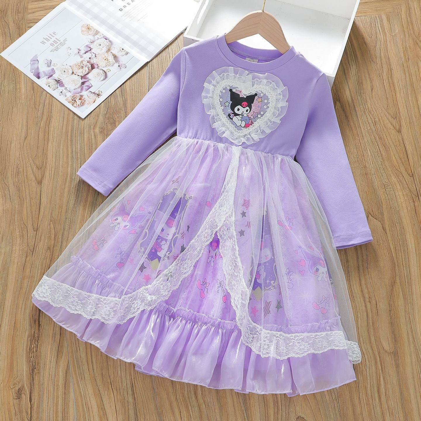 2025秋季女童库洛米公主卡通可爱甜美裙子洛丽塔洋气蓬蓬裙连衣裙