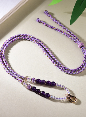 原创设计天然紫水晶项链女款轻奢小众锁骨链万能扣唐卡佛牌配饰A