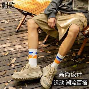 副歌男袜春夏潮流百搭长筒运动棉袜男士户外四季高筒抑菌学生袜