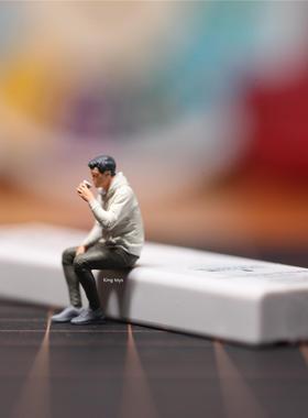 微缩景观人偶 咖啡男 1/87 1/64 1/43人偶车模场景搭配模型人物