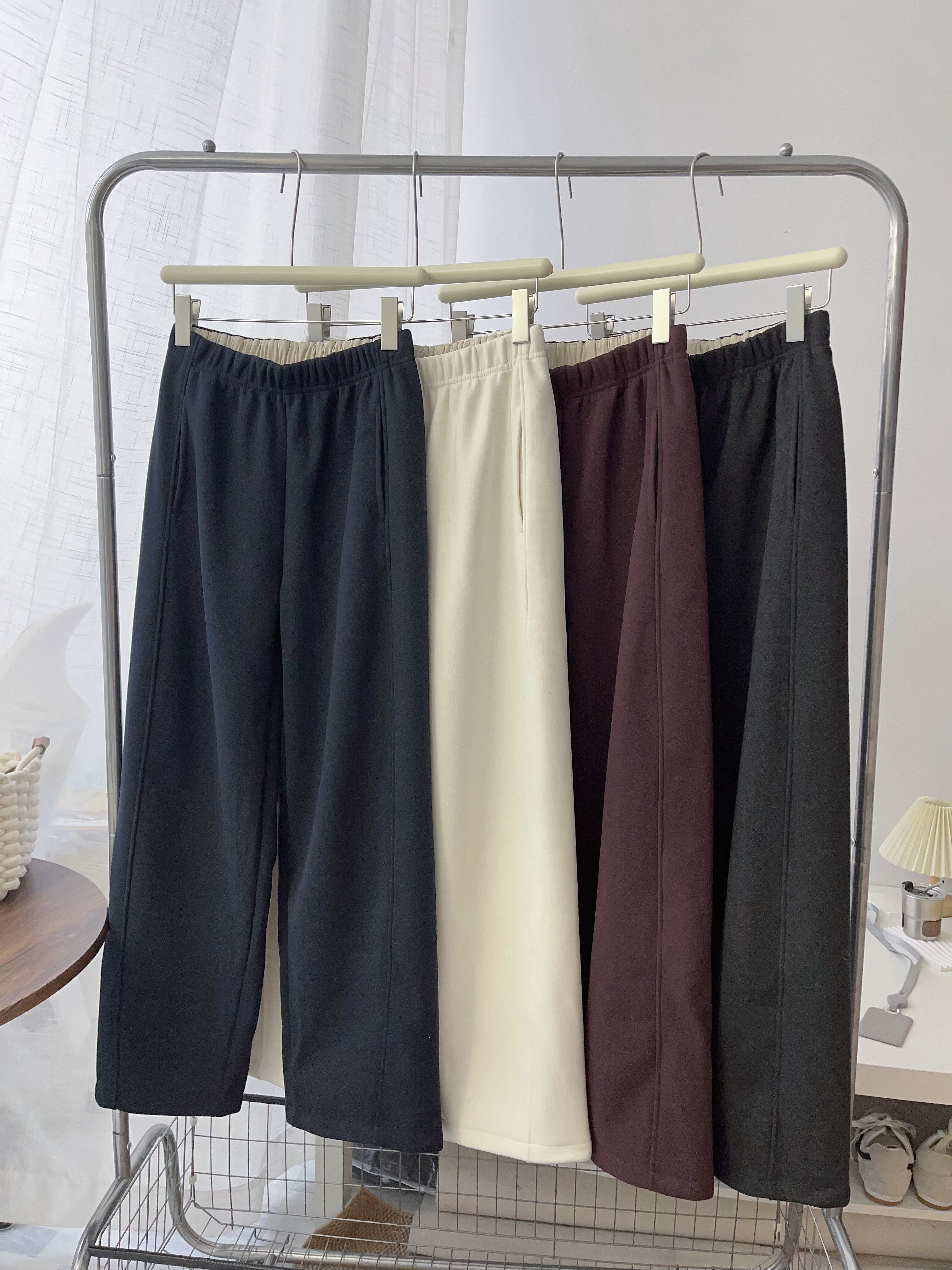 【主推】韩系简约休闲松紧腰加绒复合卫裤女宽松休闲百搭直筒裤