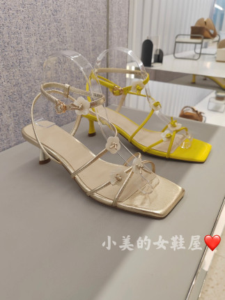 商场同款仲夏之梦2025夏新款度假花朵饰仙女风高跟鞋罗马凉鞋女鞋